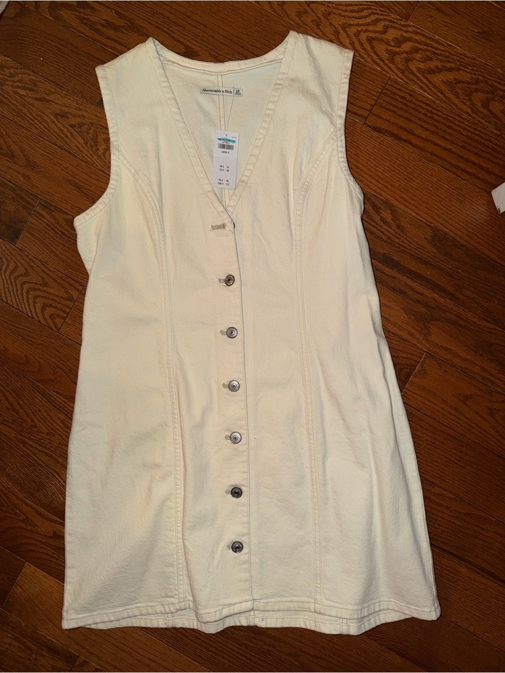 Abercrombie & Fitch Cream Button-Front V-Neck Mini Dress